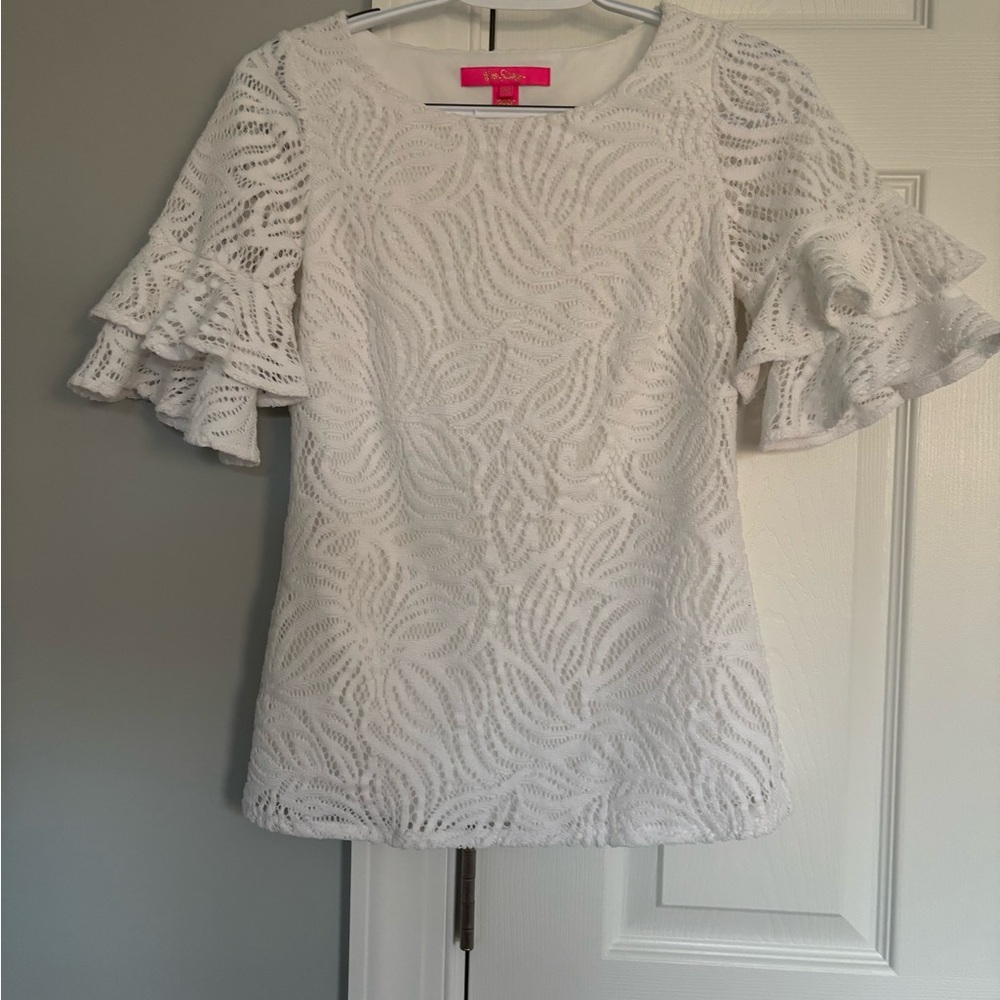 Lilly Pulitzer bright white ruffle top - Picture 2 of 3